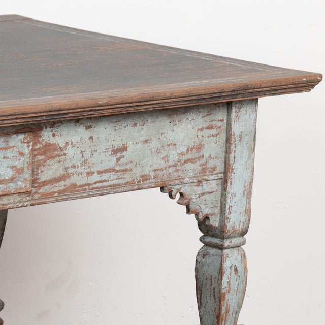 19th Century Danish Blue and Black Baroque Writing Table Console For Sale - Image 16 of 18