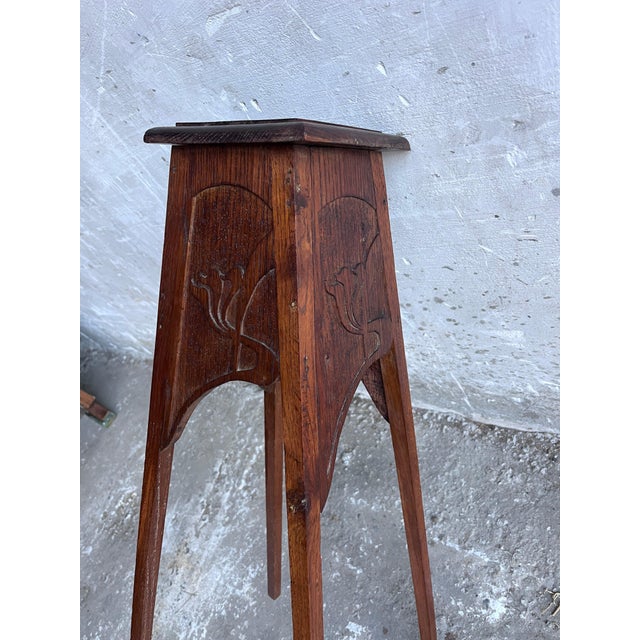 Art Nouveau Carved Wooden Plant Stand, 1910 For Sale - Image 7 of 11