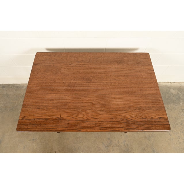 Stickley Style Antique Mission Oak Arts & Crafts Metamorphic Library Table Monk's Chair | Newly Refinished For Sale In South Bend - Image 6 of 15