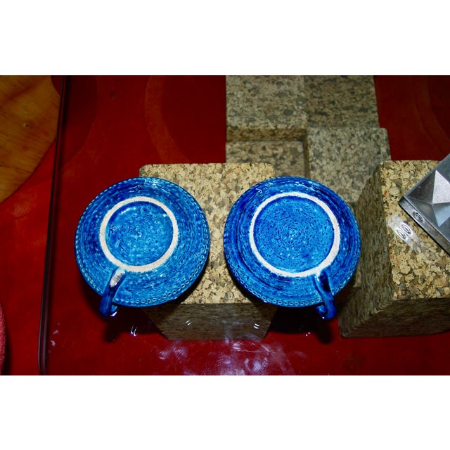 Rimini Blue Ceramic Candlesticks by Aldo Londi for Bitossi, Italy, 1960, Set of 2 For Sale - Image 6 of 8