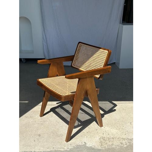 Natural Wood Cane Office Chair For Sale - Image 11 of 18