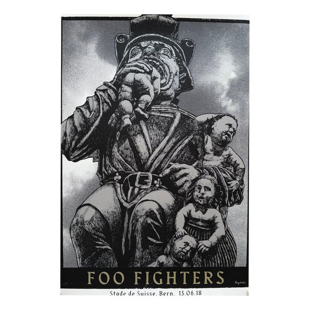 Hand Pulled 4 Colour Screenprinted Foo Fighters Bern Poster by Tommy Davidson-Hawley For Sale
