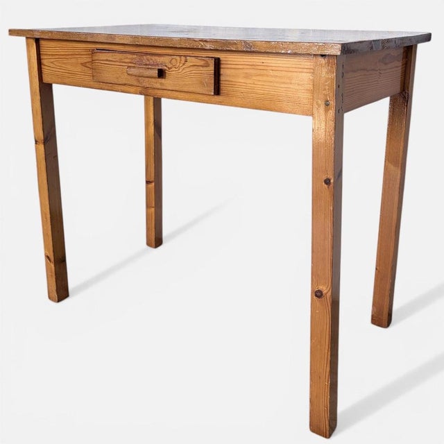 Vintage Pine Writing Desk with Drawer For Sale - Image 9 of 9