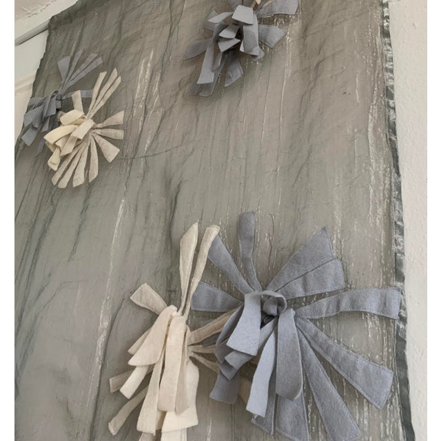 Metallic Silk Organza Panel With Felt Appliqué Patterns For Sale - Image 9 of 11