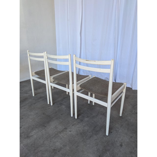Vintage White Wooden Chair with Fabric Seat, 1970s For Sale - Image 17 of 18