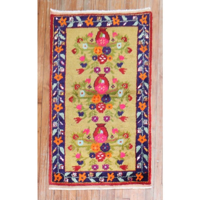 Textile Mid 20th Century Floral Turkish Konya Rug - 2'7" x 4'2" For Sale - Image 7 of 18
