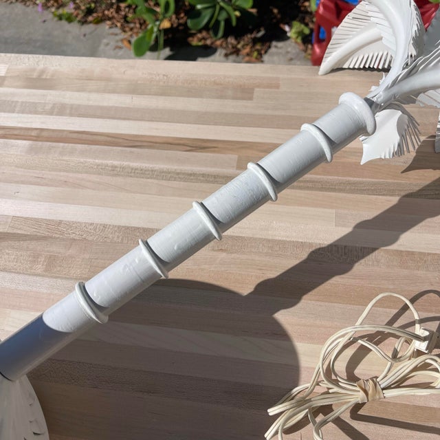 Vintage Tole Painted Metal Palm Tree Form Table Lamps, a Pair For Sale In West Palm - Image 6 of 12