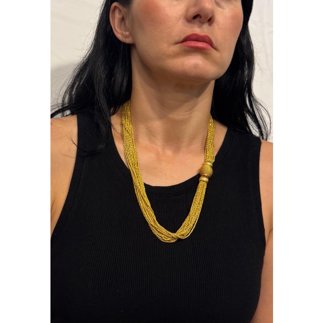 158 Gm of 18 Karat Gold With 18 Strand 24 " Long Lariat & Heavy Clasp Necklace For Sale - Image 9 of 18