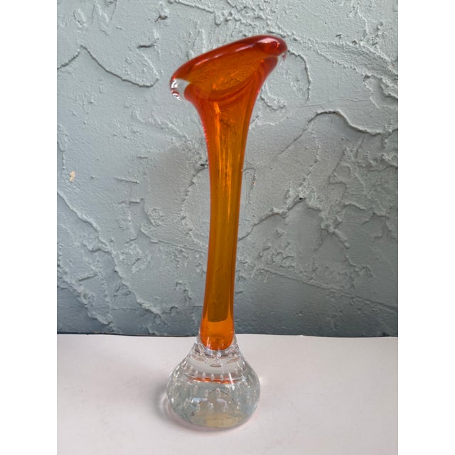 1960s Swedish Åseda Glasbruk Orange Art Glass Bud Vase, Attributed to Bo Borgström For Sale In Orlando - Image 6 of 11