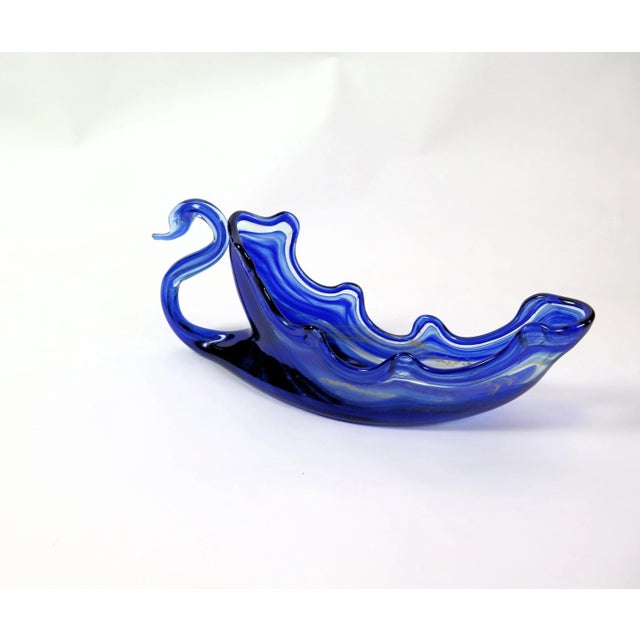 Murano 1950s Large Blue Murano Glass Swan Bowl For Sale - Image 4 of 6