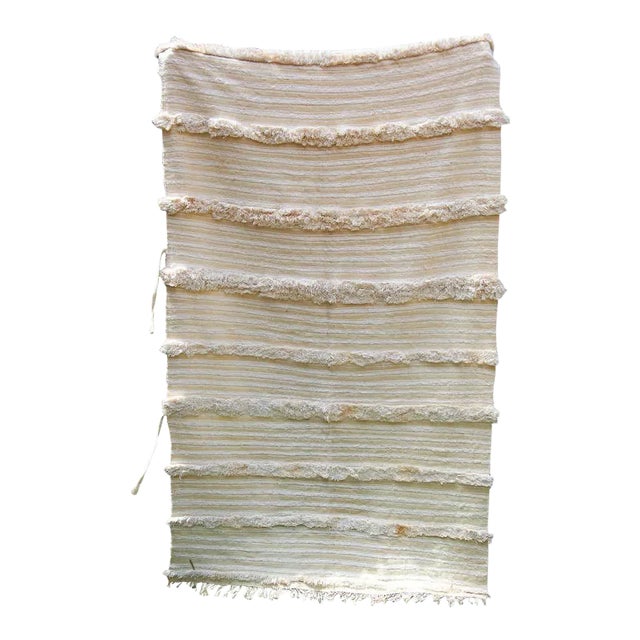 1960s Vintage Tribal Moroccan Handcrafted Wedding Blanket Throw For Sale