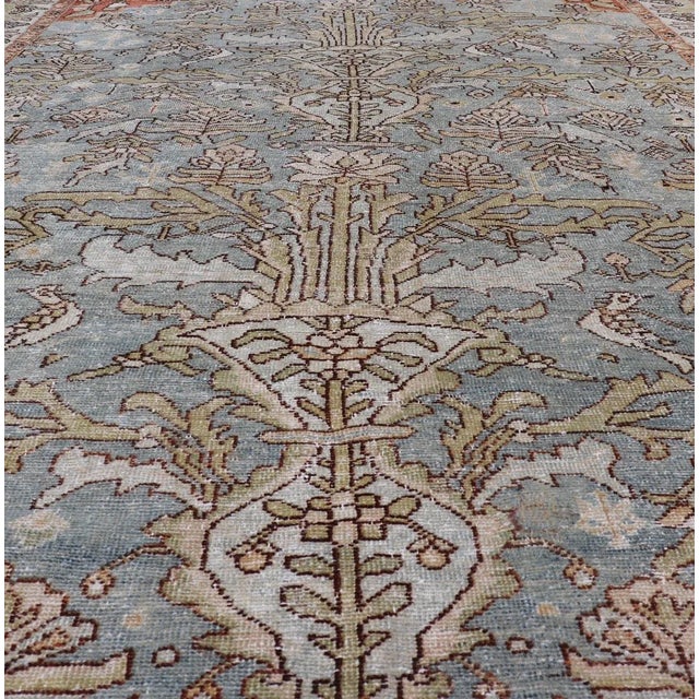 Antique Persian Sultanabad Rug With Soft Blue Palette 5'0 X 8'0 For Sale - Image 4 of 12