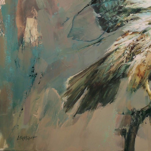 Contemporary Stay Wild by Lindsey Kustusch | Oil on wood panel Painting of a hawk in flight. For Sale - Image 3 of 4