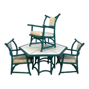 Tommi Parzinger for Willow and Reed Dining Game Set Brass Inlay