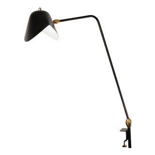 Mid-Century Modern Black 2-Swivel Stapled Table Lamp by Serge Mouille For Sale