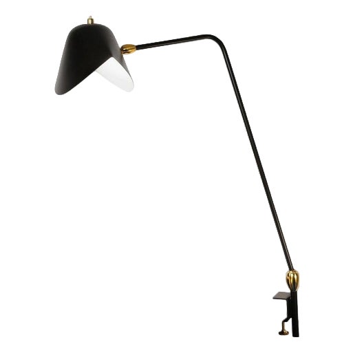 Mid-Century Modern Black 2-Swivel Stapled Table Lamp by Serge Mouille For Sale