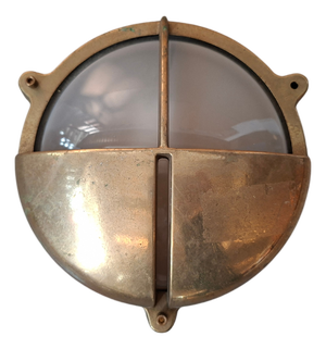 Vintage Industrial Style Nautical Bulkhead Lamp in Brass, 1970
