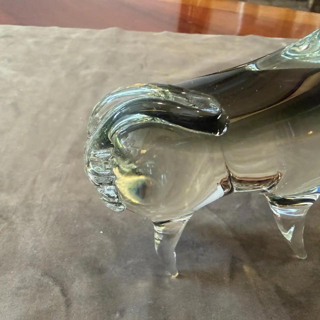 1980s Modern Gray and Black Murano Glass Bull by Vincenzo Nason For Sale - Image 11 of 12