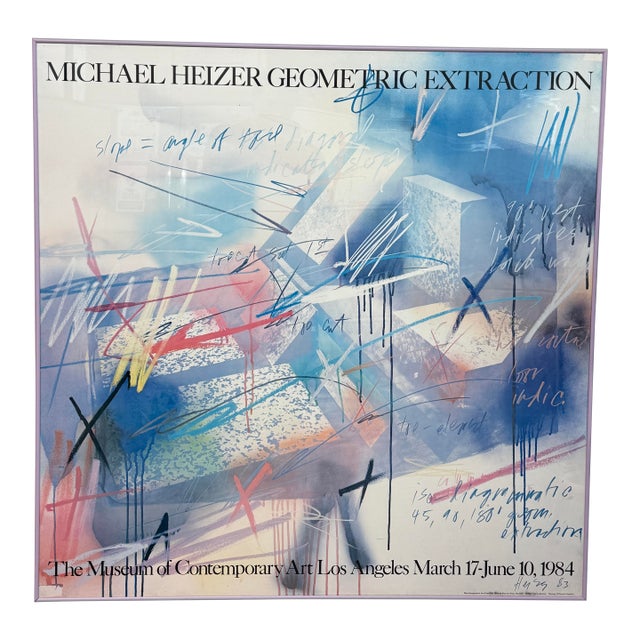 Michael Heizer Geometric Extraction 1984 Moca Exhibition Poster, Signed For Sale
