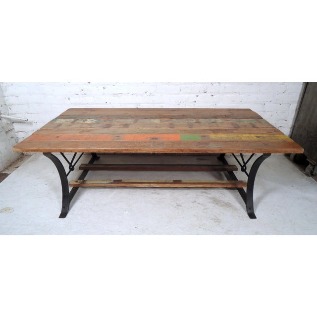 Vintage Reclaimed Wood Coffee Table For Sale - Image 4 of 9