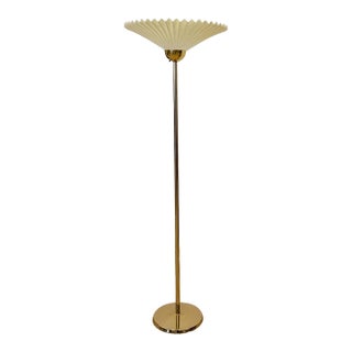 Vintage Brass Torchiere Floor Lamp Mid-Century Modern Hollywood Regency Style For Sale