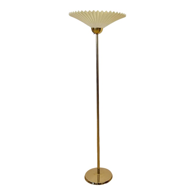 Vintage Brass Torchiere Floor Lamp Mid-Century Modern Hollywood Regency Style For Sale