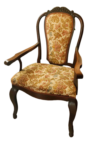 Antique Queen Anne Revival Carver Armchair with Floral Tapestry Upholstery, 1890s