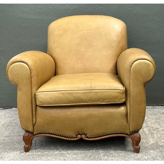 Goldenrod Vintage Ralph Lauren Deco Leather Club Chair For Sale - Image 8 of 12