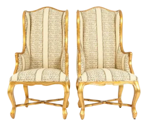 20th Century Giltwood Frame Bergeres Chairs / Side Armchairs - a Pair