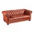Vintage Burnt-Red Leather Tufted Chesterfield Sofa With Nailhead Trim For Sale