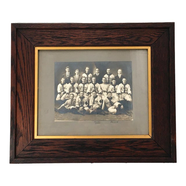 Original Early 1900s Woburn Massachusetts High School Baseball Team Photograph in Nice Oak Frame For Sale