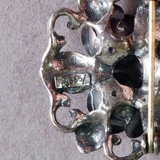 Elegant Vintage Flower Brooch, Handmade From 835 Silver, Germany Ca. 1950s For Sale - Image 4 of 4