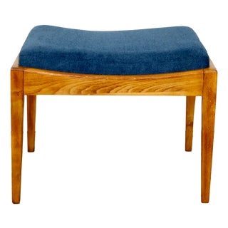 Art Deco Stool Seat in Navy Blue Structural Fabric, 1970s For Sale