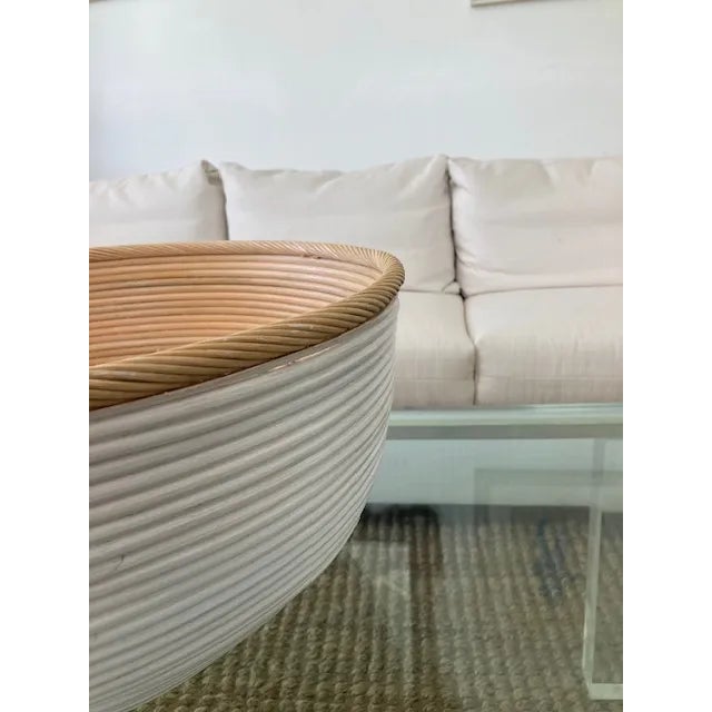 2010s Large White and Natural Rattan Center Piece For Sale - Image 5 of 7