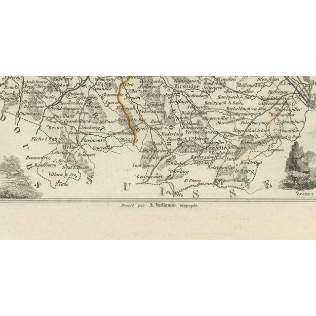 19th Century Antique Map of the Haut-Rhin with Colmar and Marshal Lefebvre, 1860 For Sale - Image 5 of 12