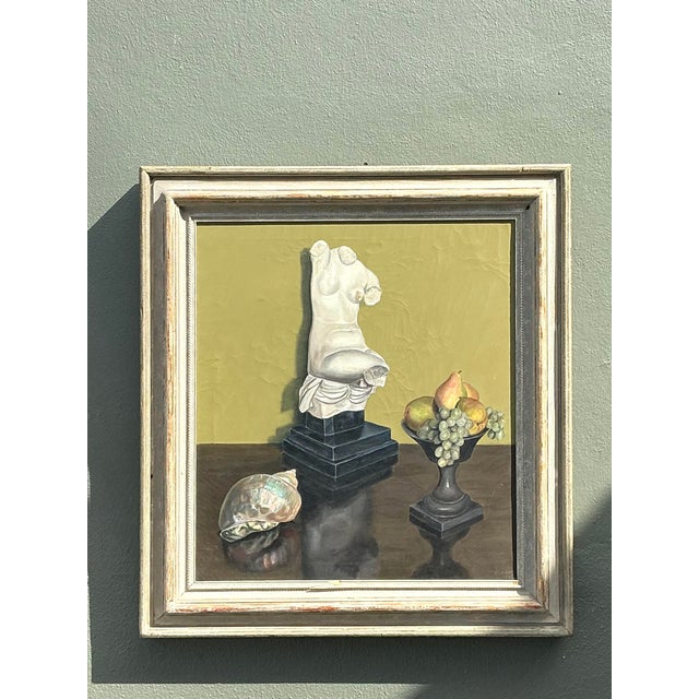 Vintage 1957 Original Still Life on Canvas For Sale - Image 4 of 12