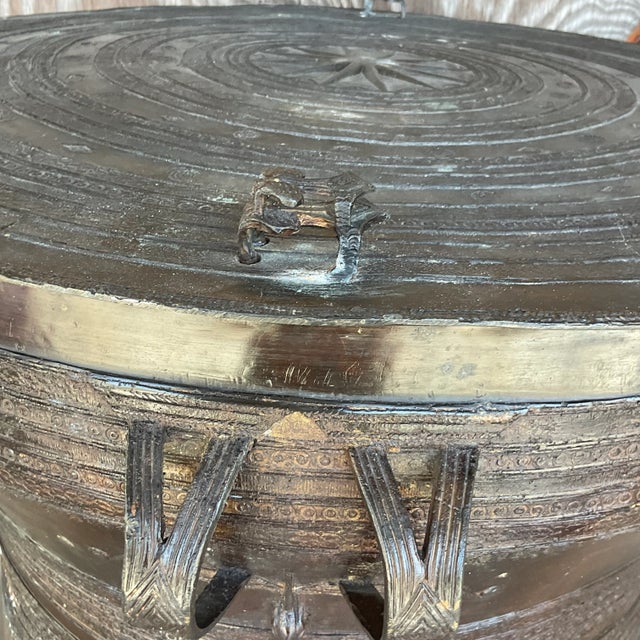 Bronze Mid 20th Century Vintage Boho Burmese Bronze Rain Drum For Sale - Image 8 of 12