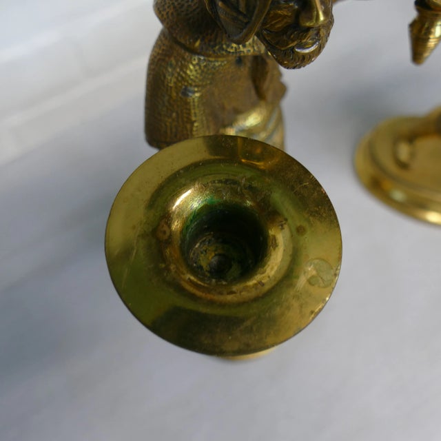 Pair Antique English Figural / Hunting Candlesticks For Sale - Image 11 of 13