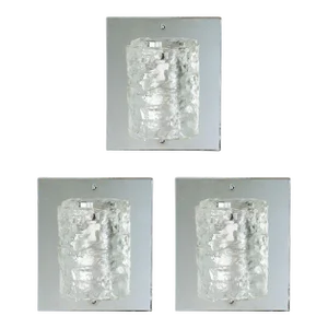 Vintage 1960s Italian Sconces With Hand Blown Murano Glass by Mazzega - Set of 3