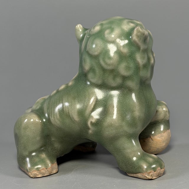 Chinese Chinese Vintage Longquan Celadon Glazed Lion‑Shaped Ornament For Sale - Image 3 of 6