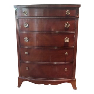 1930s Drexel Company Mahogany Bowfront Chest of Drawers For Sale