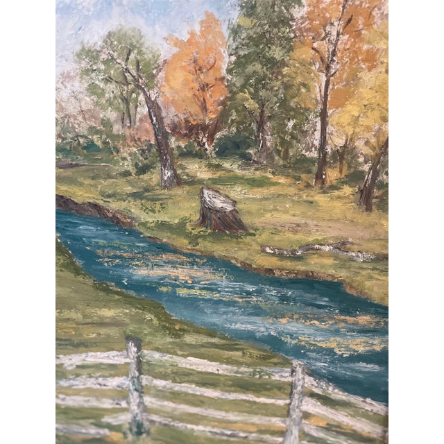 American Impressionist Landscape Painting of Kentucky Horse Farm With Rolling River For Sale - Image 4 of 8