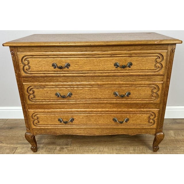 Vintage French Louis Oak Chest of 3 Drawers For Sale - Image 6 of 13