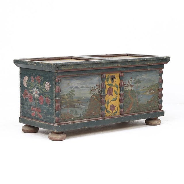 Rustic Farmhouse Folk Art Painted Bridal Chest For Sale - Image 16 of 16