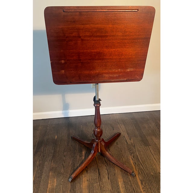 Victorian Victorian Music Stand Podium Book Stand Mahogany & Wrought Iron Adjustable 1890s For Sale - Image 3 of 12