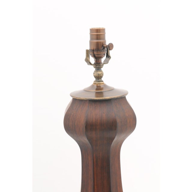 Pair of Early 20th Century Mahogany Trestle Lamps - England For Sale - Image 9 of 10