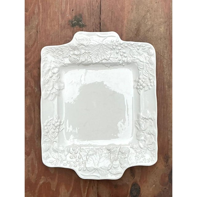 Hollywood Regency Vintage Italian Embossed Ceramic Tray For Sale - Image 3 of 13