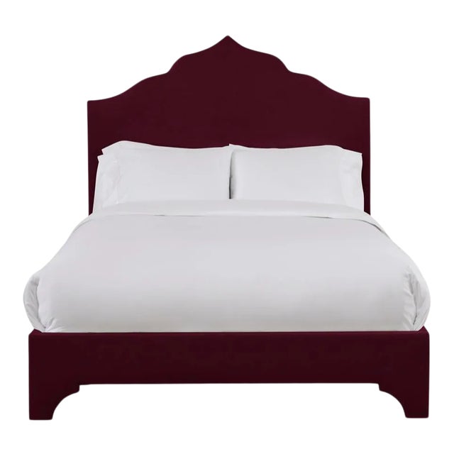 Clementine California King Bedframe, Wine Velvet For Sale