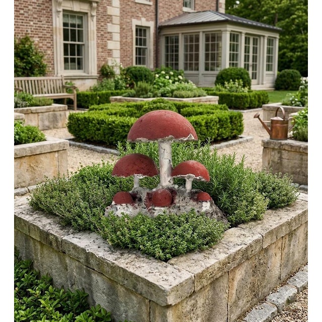 2000 - 2009 Vintage Brutalist Style Cast Stone Mushroom Garden Sculpture For Sale - Image 5 of 9