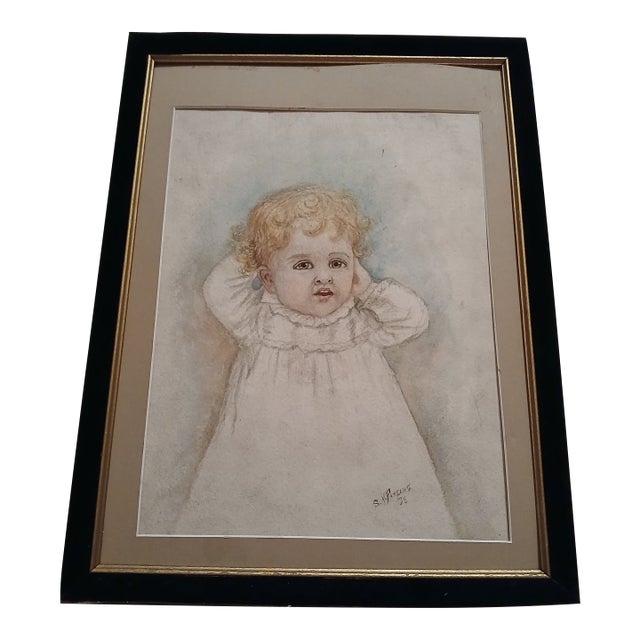 1990s Framed Oil Painting of Child on Board For Sale